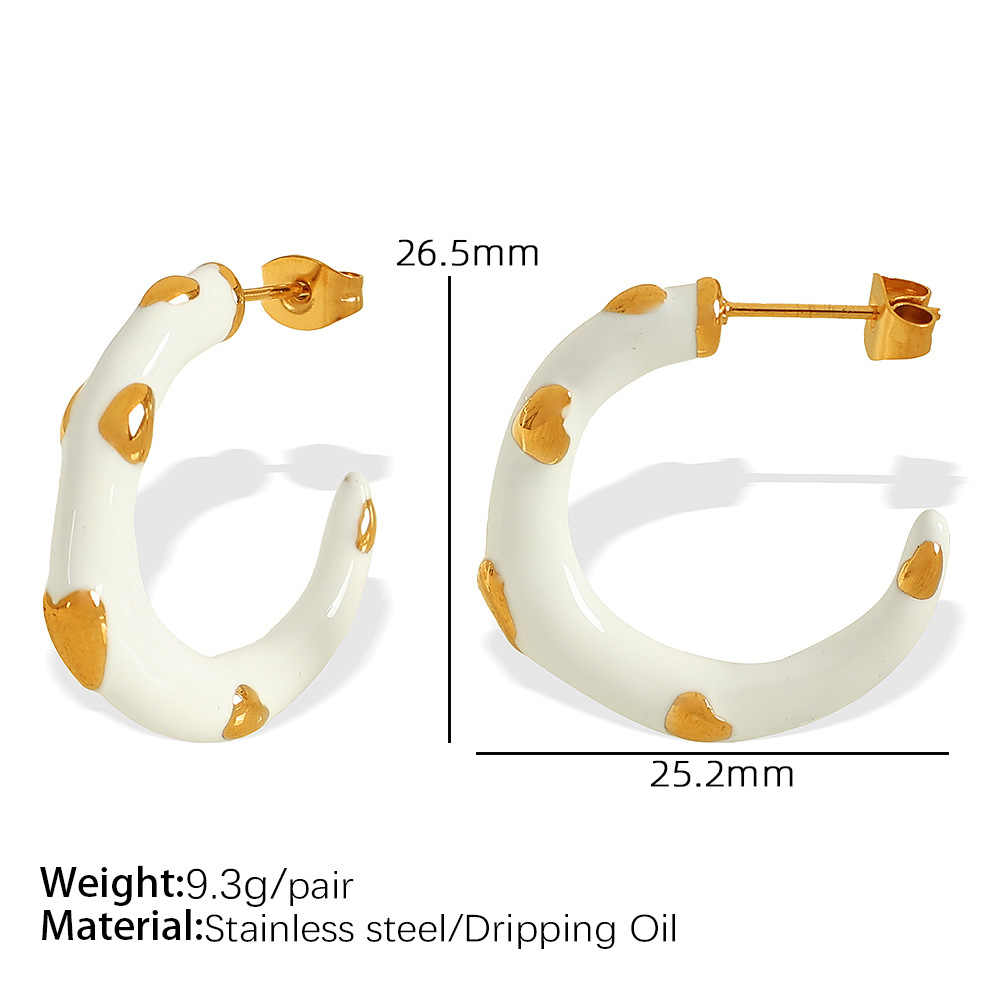 1 Pair Romantic Series Sweet Heart Stainless Steel  Gold Color Women's Hoop Earrings 